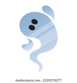 Fantasma azul lindo con la forma redondeada y los ojos negros, Ilustración vectorial