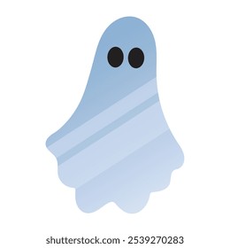 Fantasma azul lindo con la forma redondeada y los ojos negros, Ilustración vectorial