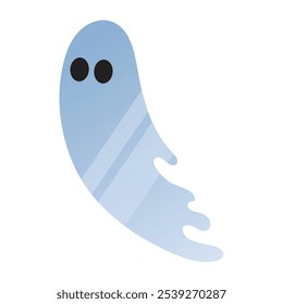 Fantasma azul lindo con la forma redondeada y los ojos negros, Ilustración vectorial