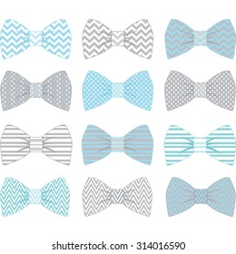 Cute Blue And Grey Bow Tie Collection.