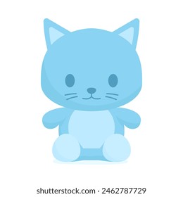 Cute blue happy cat plush toy, isolated