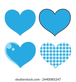 Cute Blue Heart Icon Set