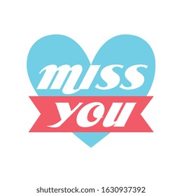 Cute Blue Heart Miss You Message Stock Vector (Royalty Free) 1630937392 ...