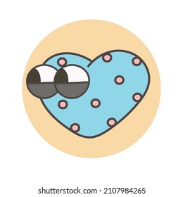 cute  blue heart of polka dot witn eye. heart character sticker