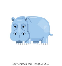 Cute Blue Hippo Illustration. Adorable Cartoon Hippopotamus in a Fun and Playful Style, Perfect for Kids, Posters, Stickers, and Children's Designs