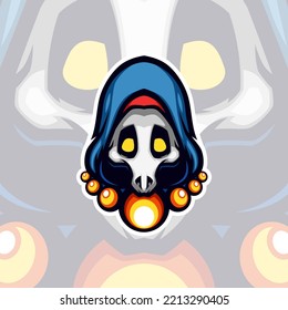 Cute Blue Hood Skull Mask Vector Mascot