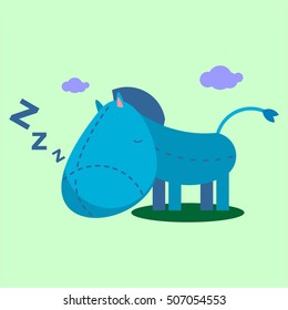 CUTE BLUE HORSE CHARACTER FOR KID SLEEP