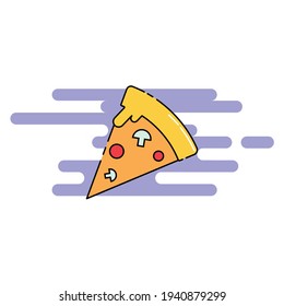 Cute blue Illustration of a slice of pizza. modern simple food vector icon, flat graphic symbol in trendy flat design style.