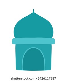 Niedliche Blau Islamische Moschee Symbol Clip Art Cartoon animierte Vektor-Illustration Design für Ramadan, eid al fitr, al adha, isra mi'raj, muharram