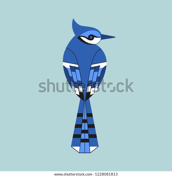 Cute Blue Jay Bird Icon Sitting Stock Vector (Royalty Free) 1228081813