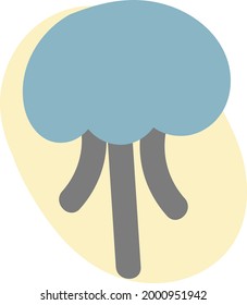 Cute blue jellyfish, illustration, on a white background.