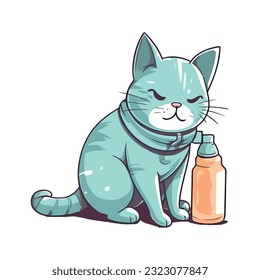 Cute blue kitten sitting over white