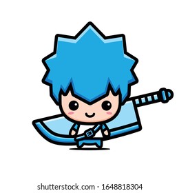 Cute blue knight character vector design