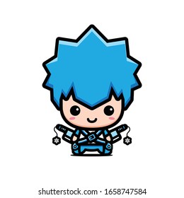 Cute blue knight character vector design