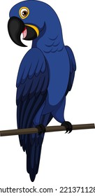 Cute blue macaw parrot sits on a branch