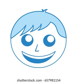 cute blue man face cartoon