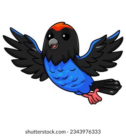 Cute blue manakin bird cartoon