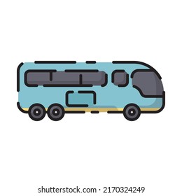 Cute Blue Minibus Car Flat Design Cartoon for Shirt, Poster, Gift Card, Cover, Logo, Sticker and Icon.