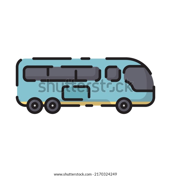 Cute Blue Minibus Car Flat\
Design Cartoon for Shirt, Poster, Gift Card, Cover, Logo, Sticker\
and Icon.