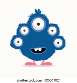 Cute Blue Monster Cartoon