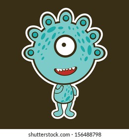 Cute blue monster illustration