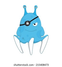 Cute Blue Monster. Isolated on white Vector Illustration