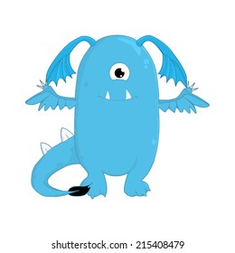 Cute Blue Monster. Isolated on white Vector Illustration