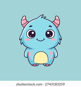 Monstruo azul lindo con