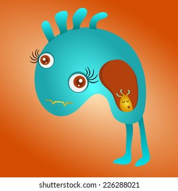cute  blue monster vector