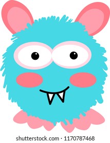 Cute blue monster vector illustration