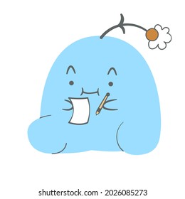 Cute blue monster vector illustration