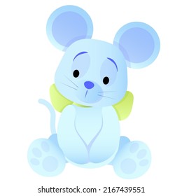 Cute blue mouse with a long tail