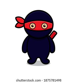 cute blue ninja mascot character. design isolated on white background.