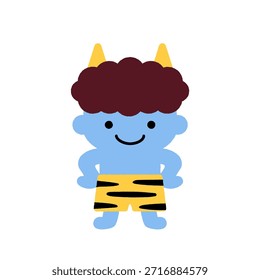 Cute Blue Oni Character for Setsubun | Simple Japanese Event Illustration