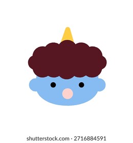 Niedliches blaues Oni-Gesicht-Symbol für Setsubun | Einfache japanische Zeichengrafik