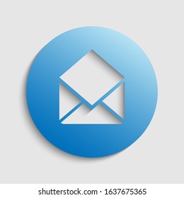 Cute Blue Open Mail Button Vector