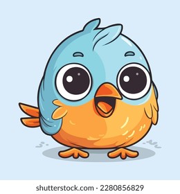 Cute Blue Orange Bird Vector Illustration, Adorable Avian Artwork