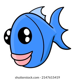 cute blue ornamental fish, vector illustration art. doodle icon image kawaii.