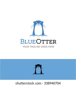 cute blue otter logo for creative business, shop or website