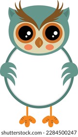 Cute blue owl with circle blank sign