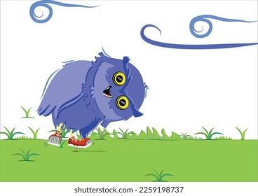 cute Blue Owl with The sneakers