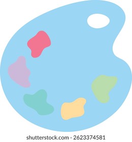 Cute blue paint palette vector, artistic and playful. Ideal for creative designs, kids' products, and DIY-themed prints.