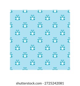 Lindo oso panda azul sin patrón de Vector de fondo de vivero plano