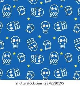 CUTE BLUE PATTERN SKULL AND STARS
