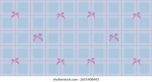 Cute Blue Pink Gingham Fabric Square Checkered and Coquette in a Seamless Pattern Baby Blue Style Vintage 