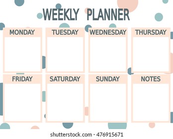 cute blue pink vector printable weekly planner with circles