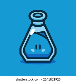 cute blue potion cartoon vector icon illustration 