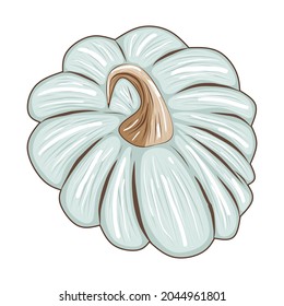 Cute blue pumpkin isolated on white background, stock vector illustration for design and decor, sticker, print