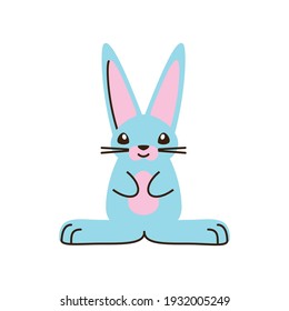 dibujos animados de la ilustración del vector del conejo azul lindo estilo aislado