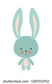 Cute blue rabbit cartoon design, Animal zoo life nature character childhood and adorable theme Vector illustration